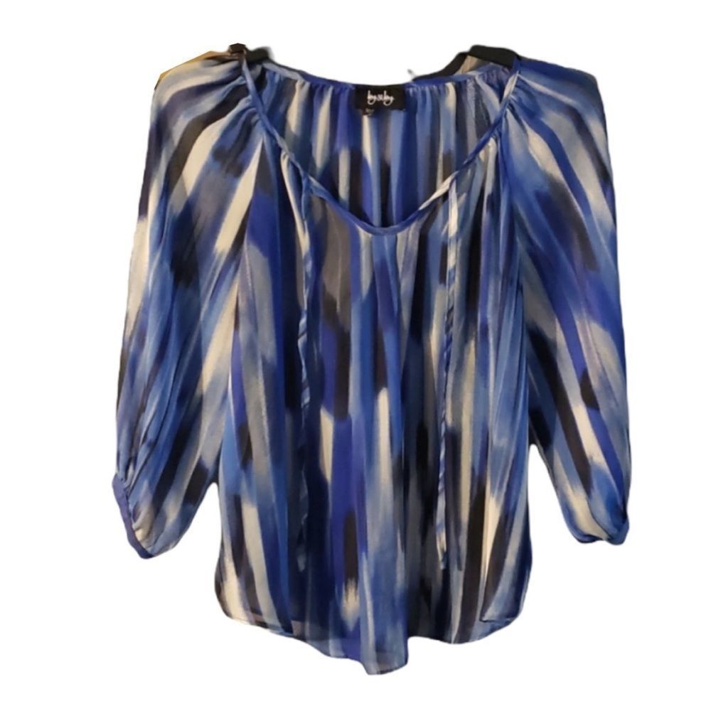 By&By Blue Sheer 3/4 Sleeve Blouse